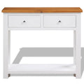 Solid Oak Wood Console Table with Two Drawers and Shelf Y935