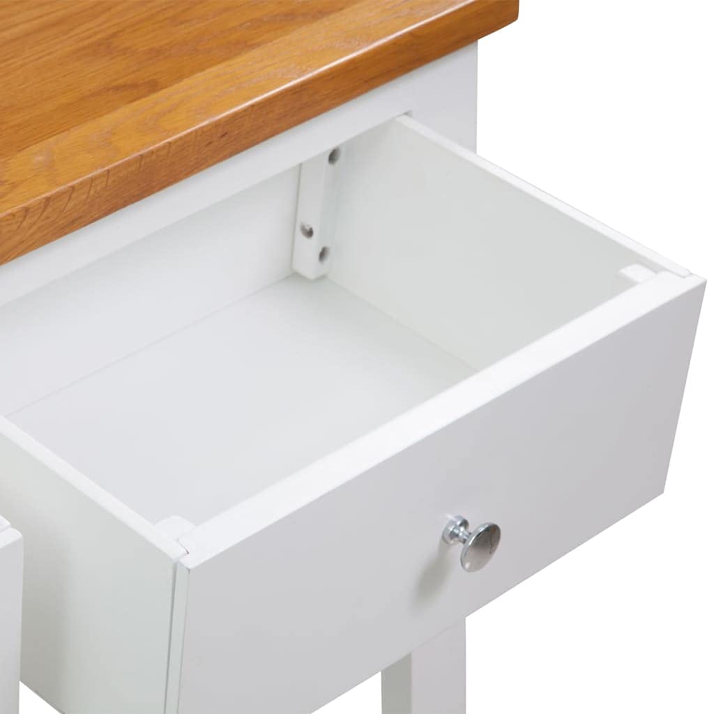 Solid Oak Wood Console Table with Two Drawers and Shelf Y935