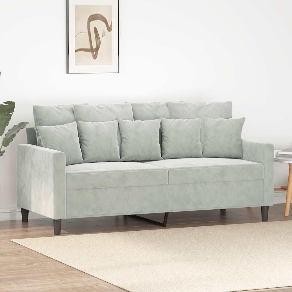 Light Gray Velvet 2-Seater Sofa W86661