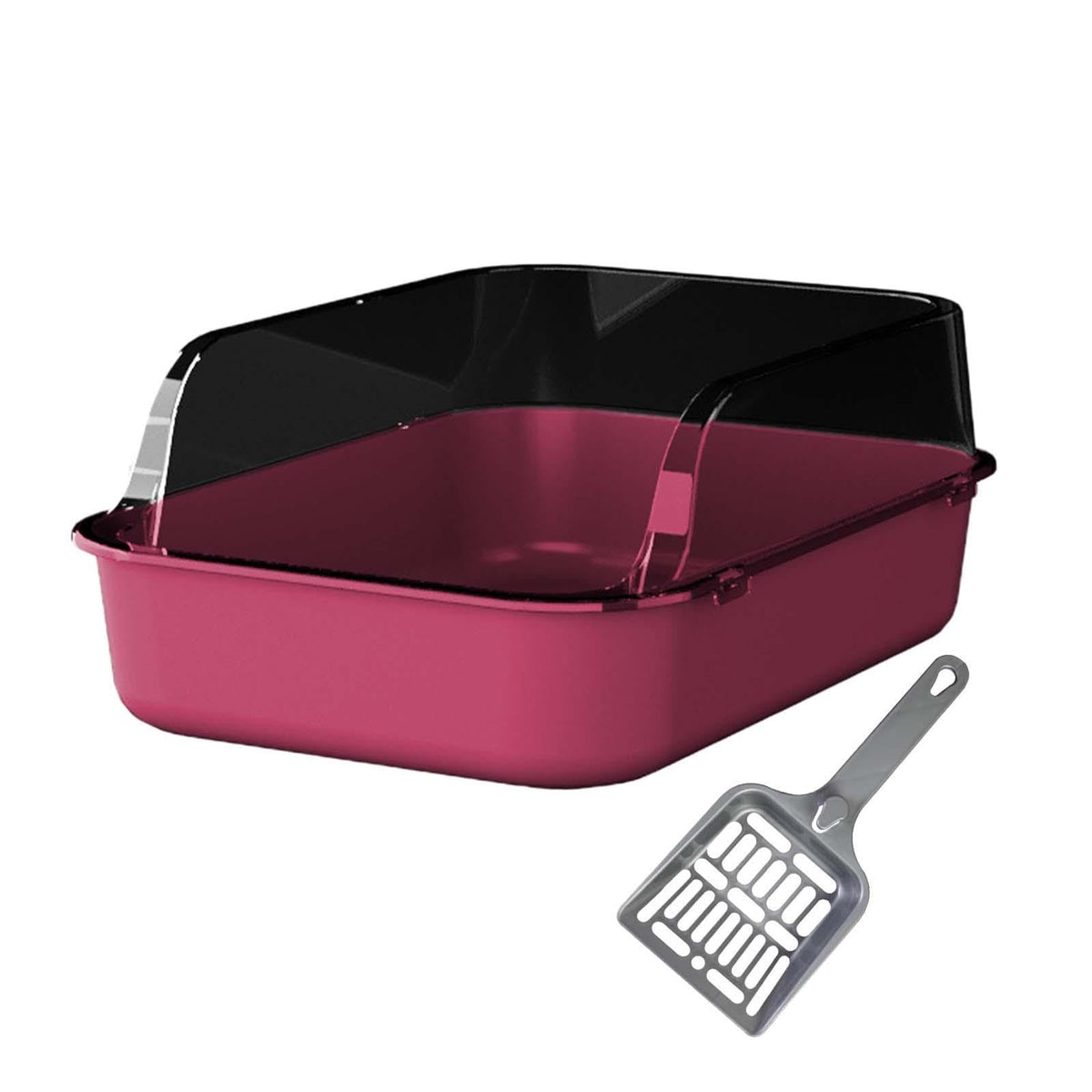 Open Top Sifting Litter Box High Sided Portable Semi Enclosed Pink F267