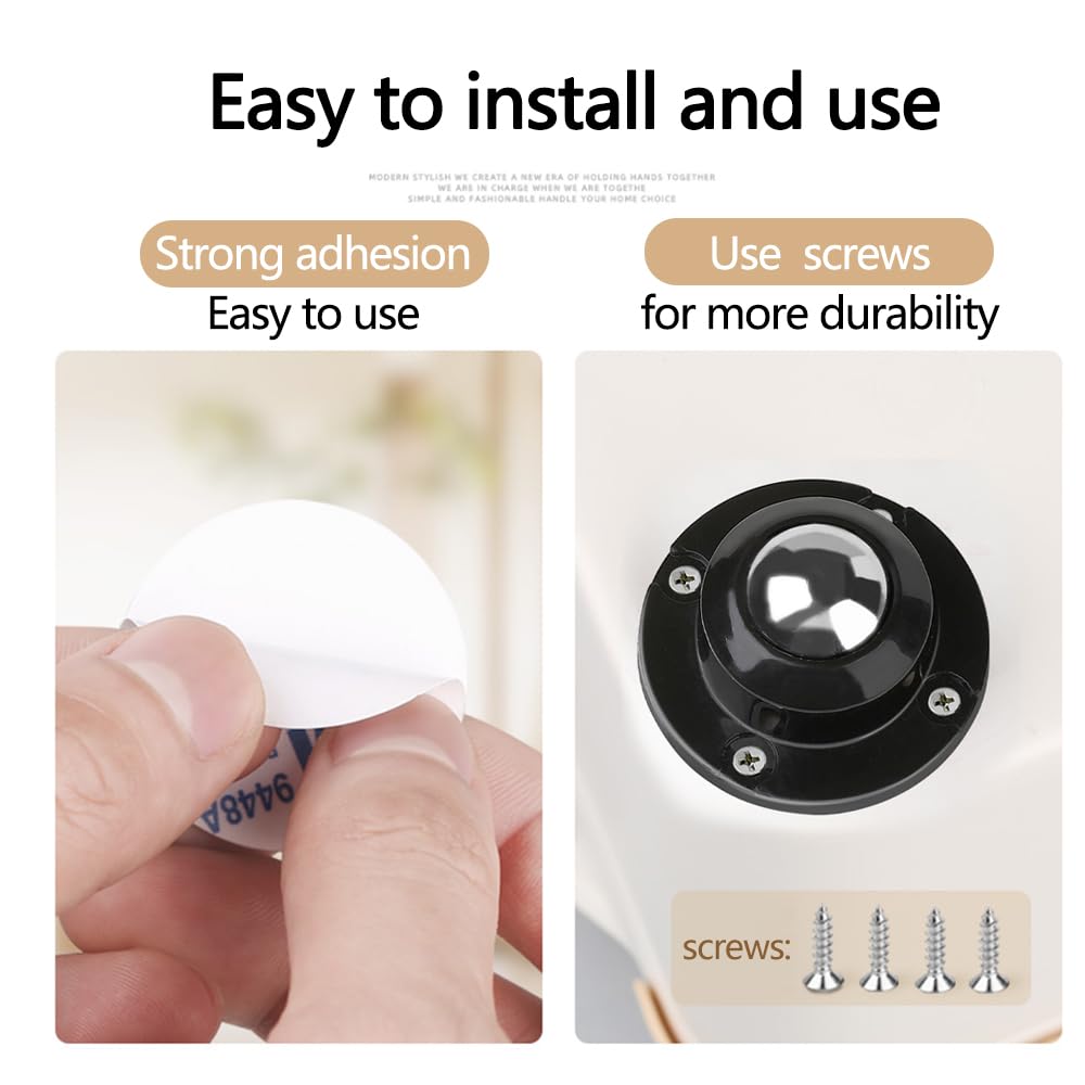 Self Adhesive Caster Wheels 0.8 Inch Black 4 Pack I792