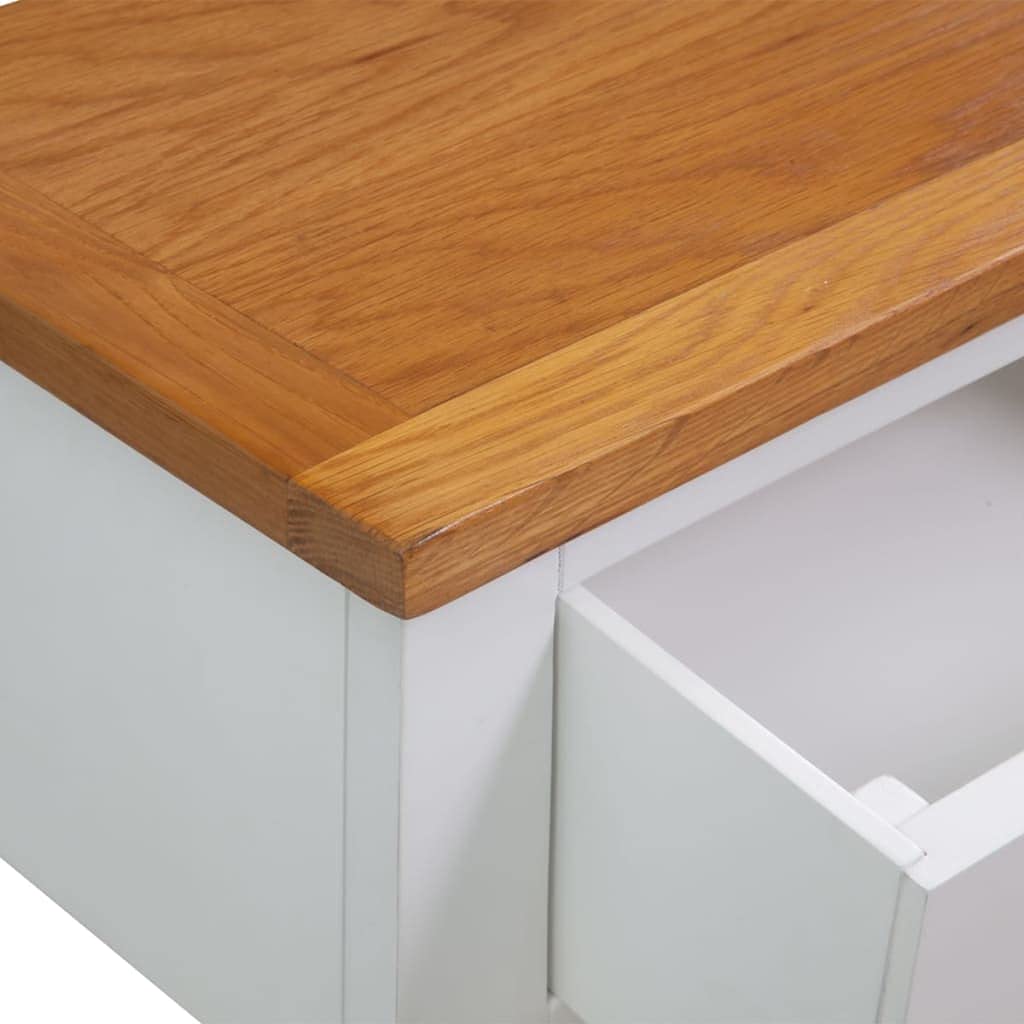 Solid Oak Wood Console Table with Two Drawers and Shelf Y935