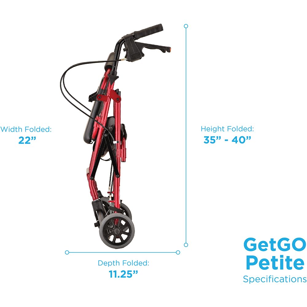 Lightweight Folding Narrow Rollator Walker with Seat D323