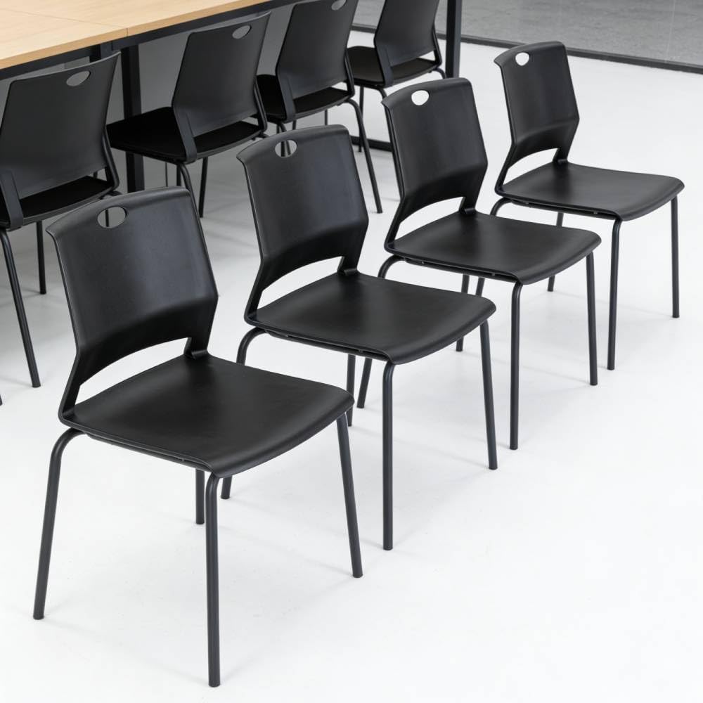 Black Stackable Plastic Chairs Set of 4 F349