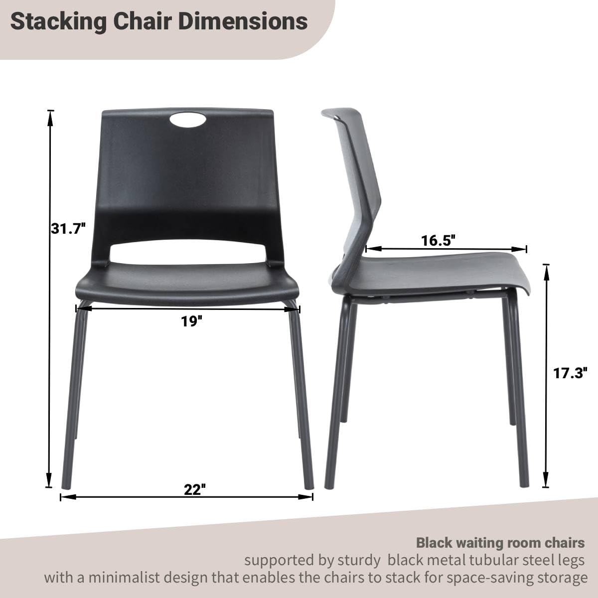 Black Stackable Plastic Chairs Set of 4 F349