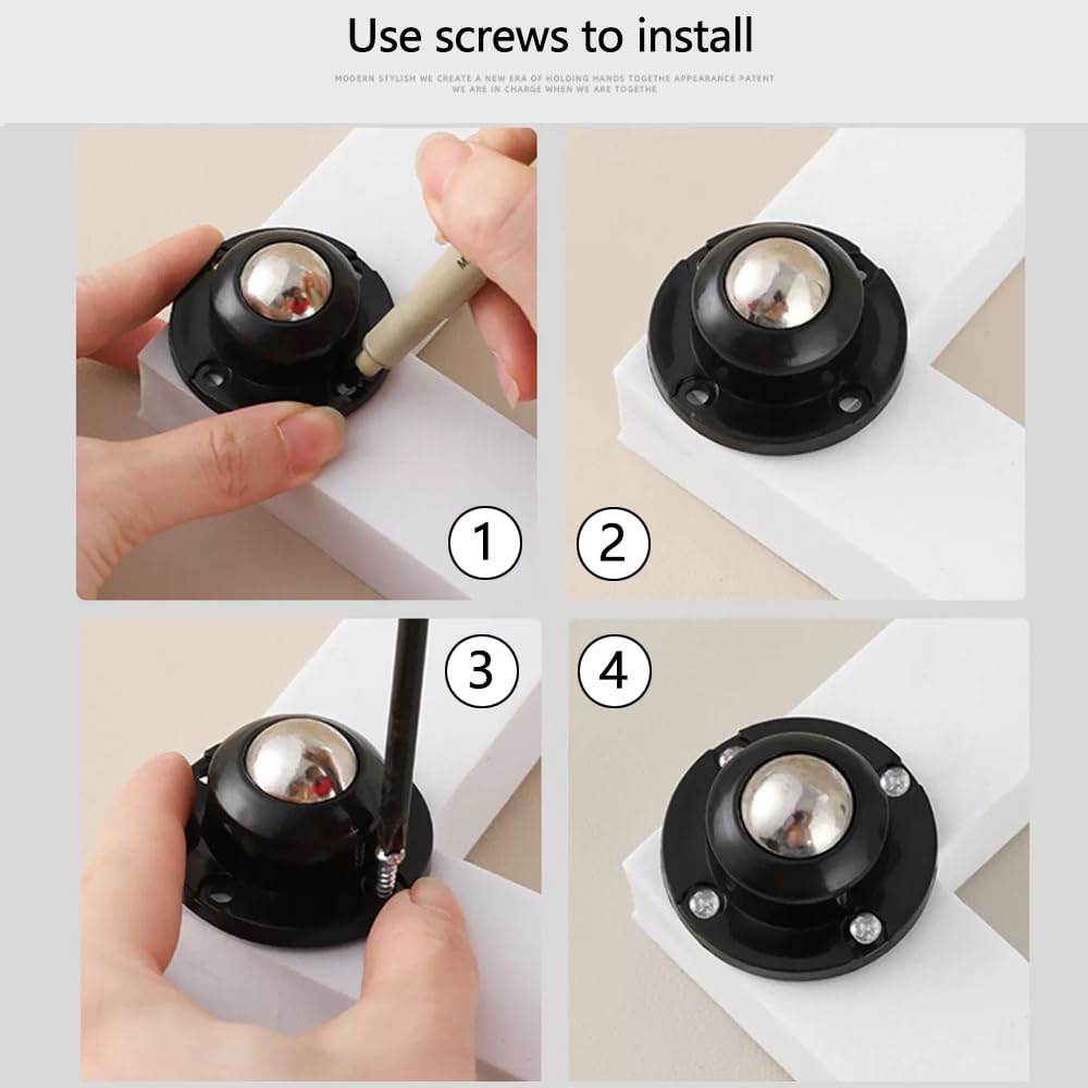 Self Adhesive Caster Wheels 0.8 Inch Black 4 Pack I792
