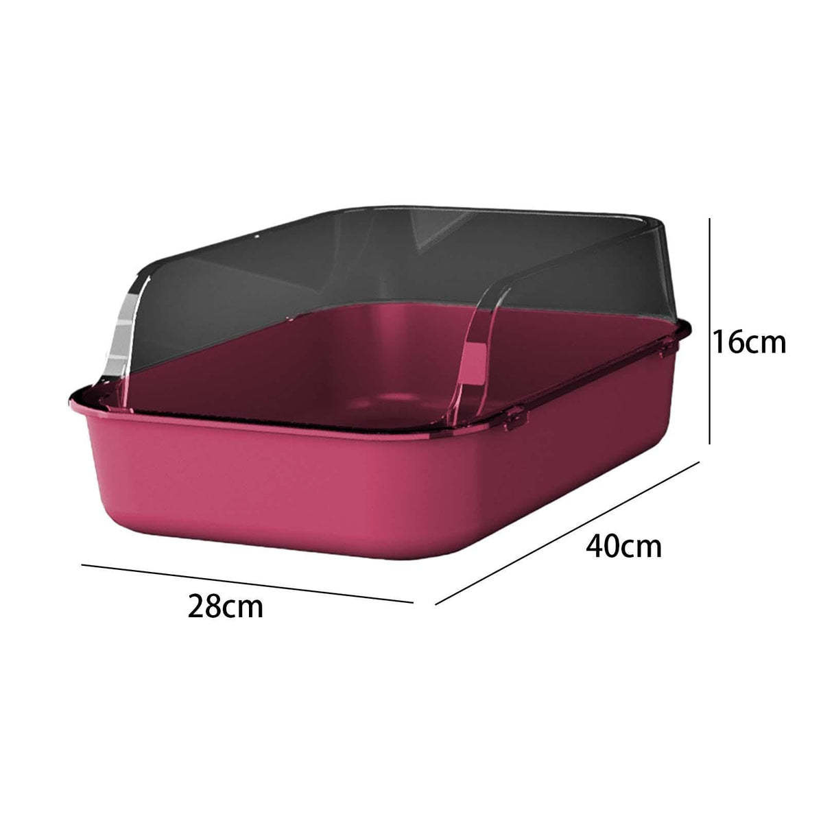Open Top Sifting Litter Box High Sided Portable Semi Enclosed Pink F267