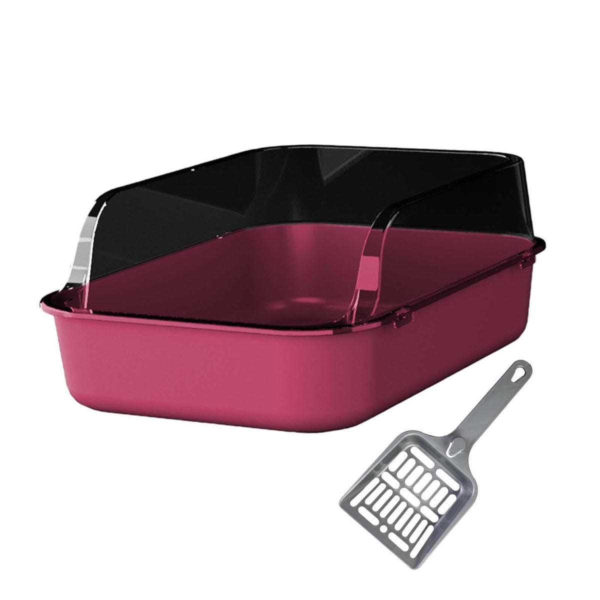Open Top Sifting Litter Box High Sided Portable Semi Enclosed Pink F267