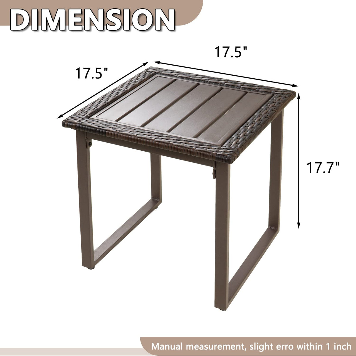 Brown Wicker Outdoor Side Table Set of 2 Z286
