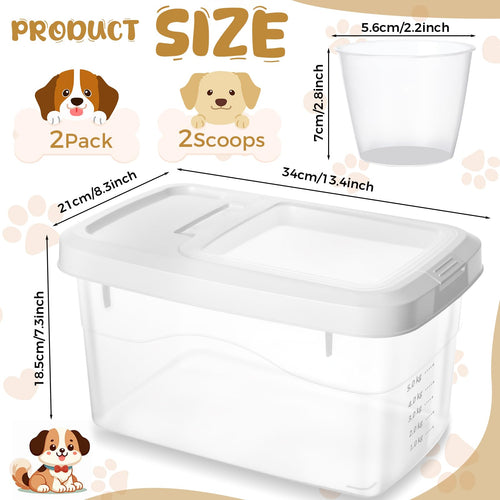 2 Pack 11 Lbs Airtight Dog Food Storage Container with Scoops X6528