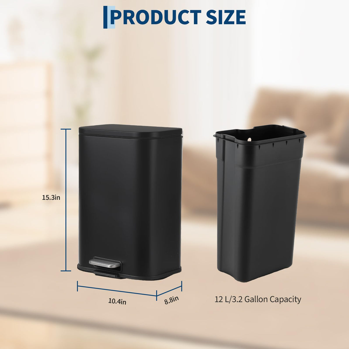 12L Stainless Steel Slim Trash Can W413