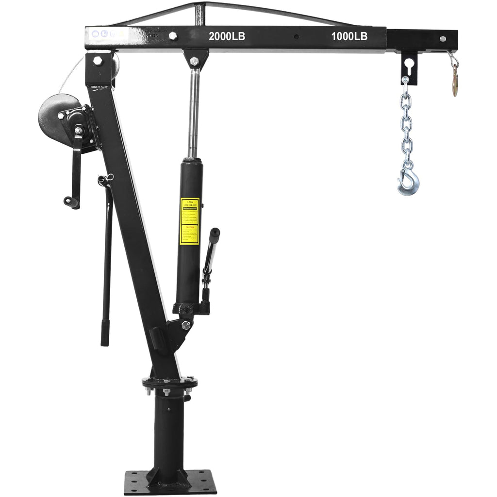 Hydraulic Pickup Truck Crane with Hand Winch, 2000-Lb. Capacity, Adjustable Boom, 360° Pivot E4503