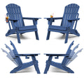 Oversized Folding Adirondack Chair Set of 4 with Adjustable Backrest J131591