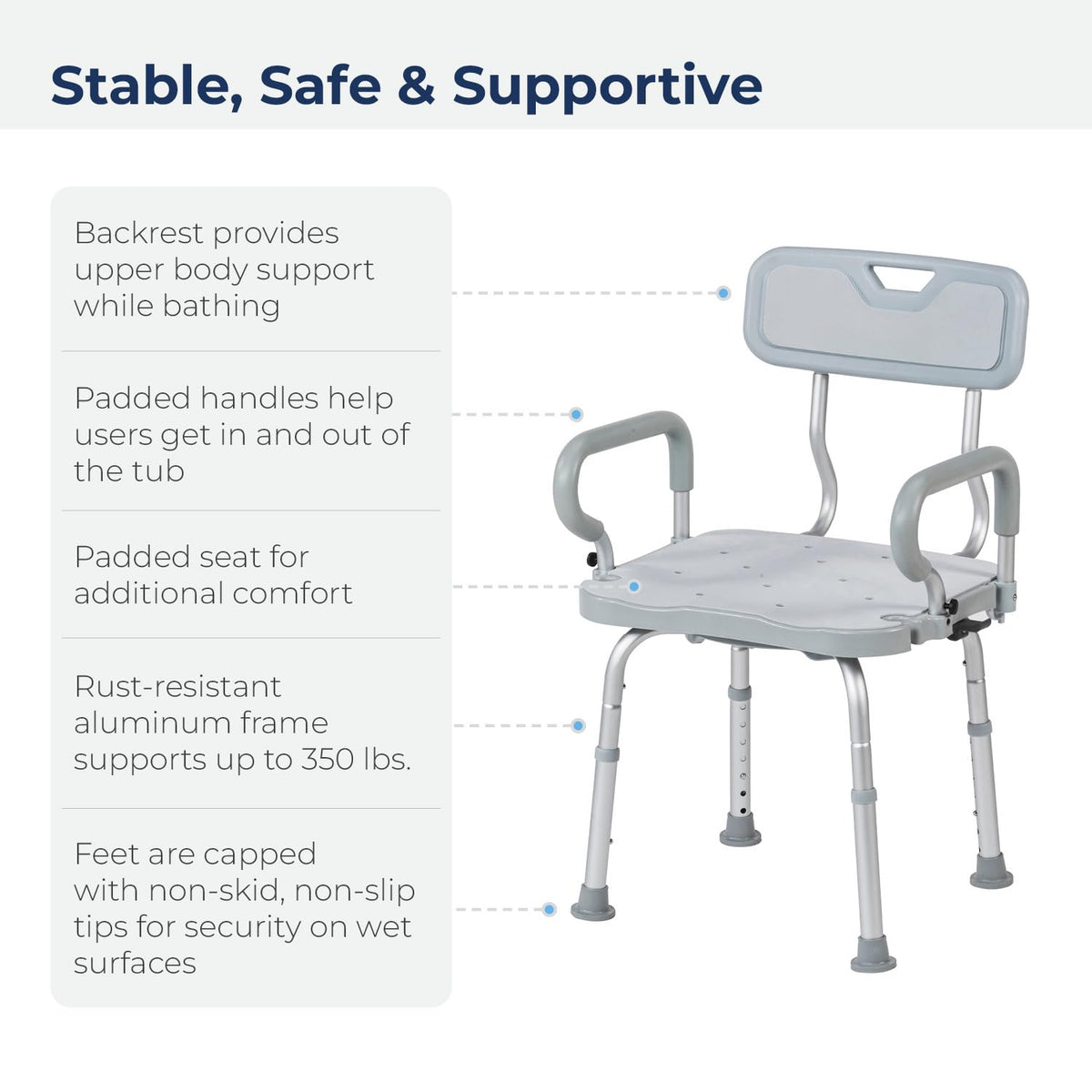 Gray Swivel Shower Chair with Arms and Back E487