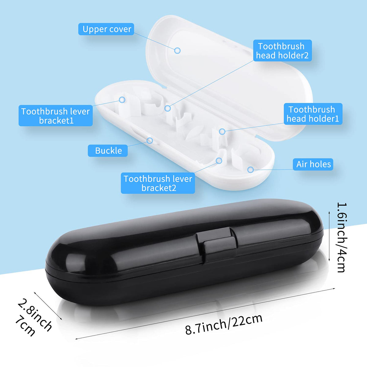 2 Pack Portable Electric Toothbrush Travel Case F496