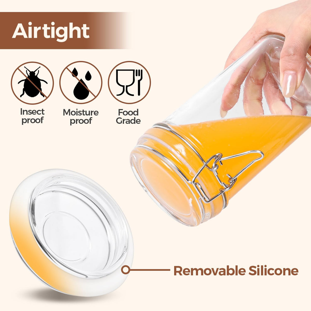 16 oz Glass Jars with Airtight Lids 6 Pack B90629