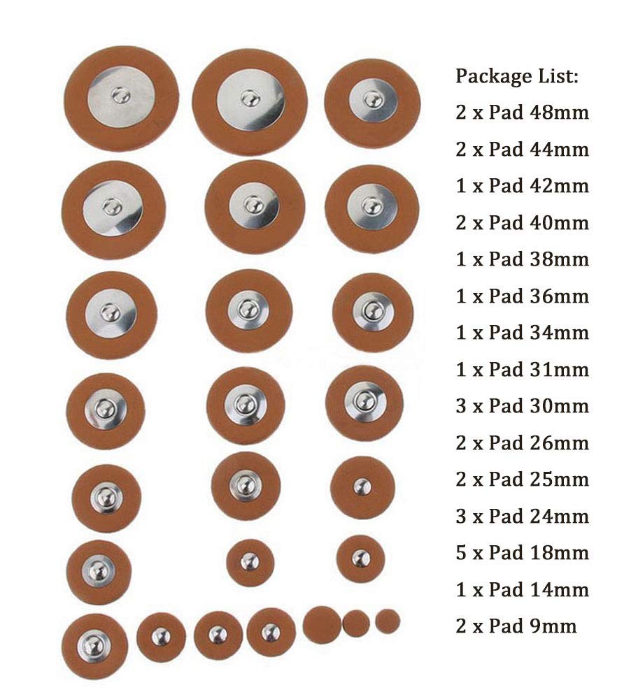 25 Pieces Leather Alto Sax Pads Replacement Set L47070
