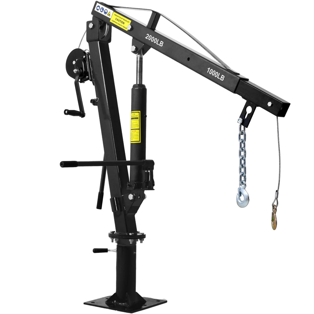Hydraulic Pickup Truck Crane with Hand Winch, 2000-Lb. Capacity, Adjustable Boom, 360° Pivot E4503
