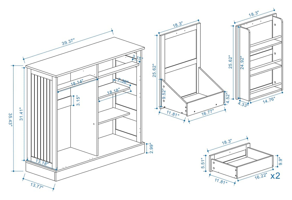 White Double Tilt Out Trash Cabinet with Two Drawers O5745