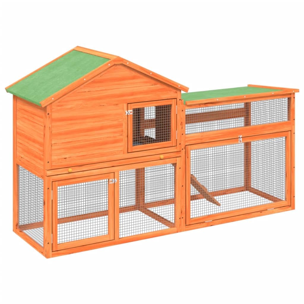 2-Tier Wooden Rabbit Hutch Small Animal Cage R17895