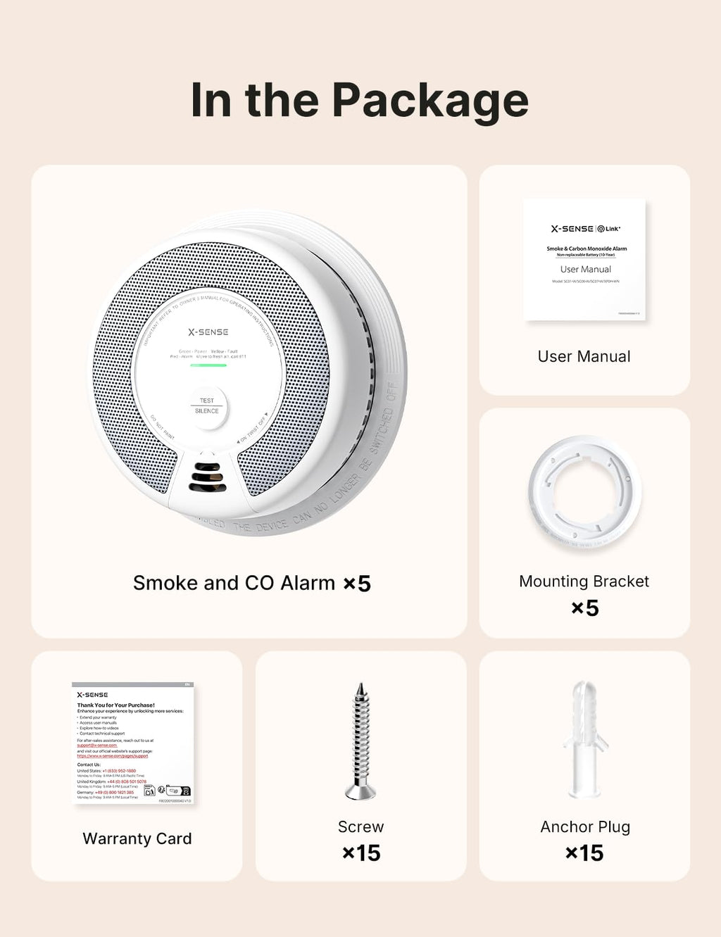 Smoke & Carbon Monoxide Alarm 5-Pack D317