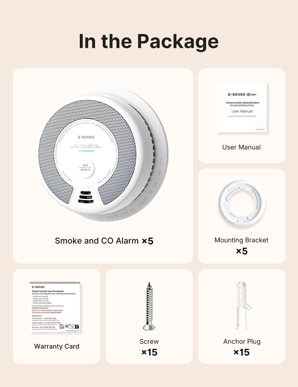 Smoke & Carbon Monoxide Alarm 5-Pack D317
