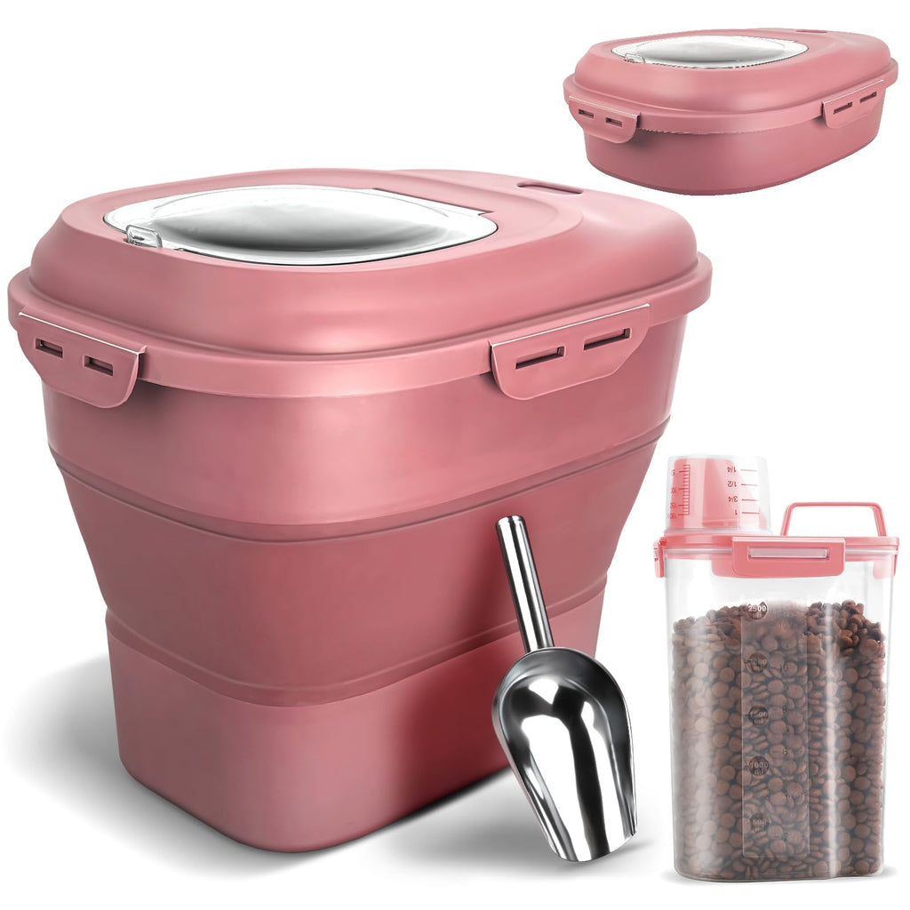 Airtight Collapsible Pet Food Storage Container with Scoop Y362980