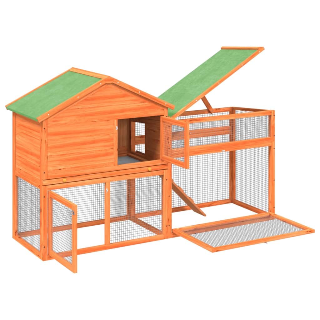 2-Tier Wooden Rabbit Hutch Small Animal Cage R17895
