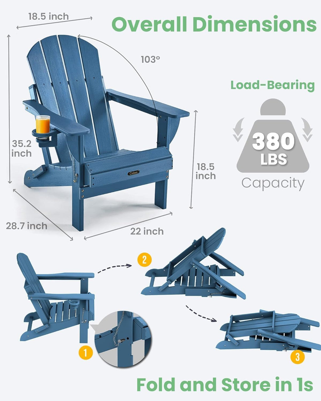Folding Adirondack Chair 2 Pack and Outdoor Side Table T979