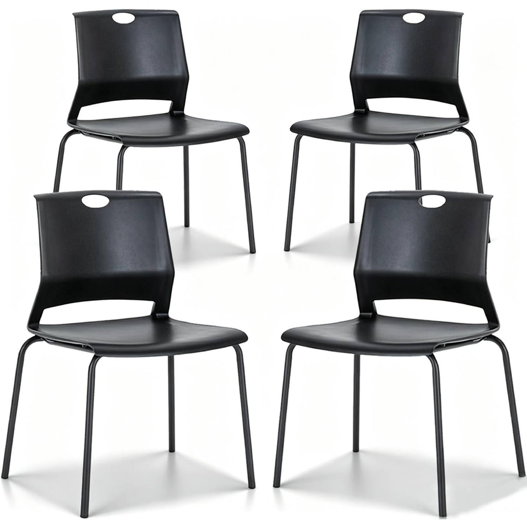 Black Stackable Plastic Chairs Set of 4 F349