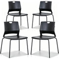 Black Stackable Plastic Chairs Set of 4 F349