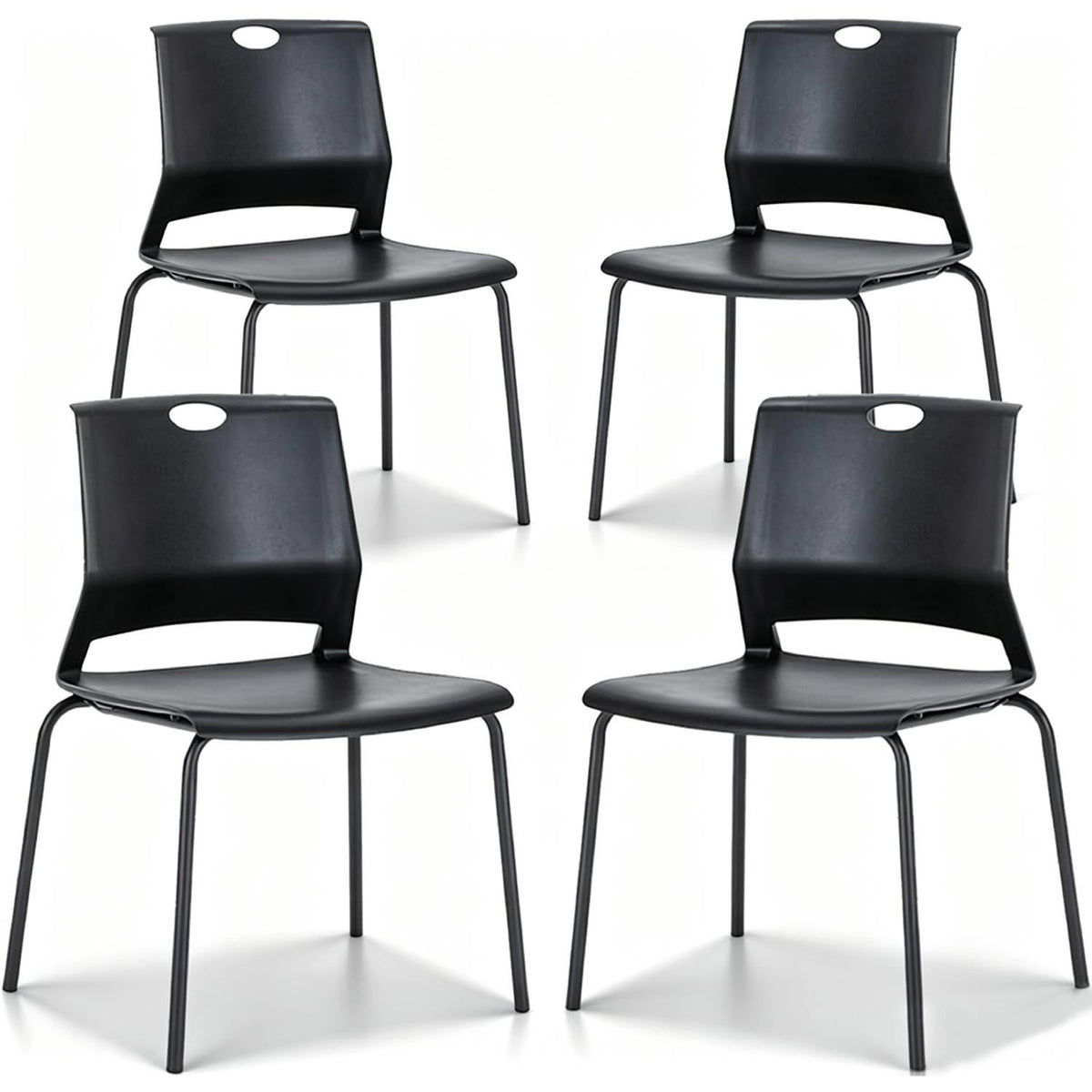 Black Stackable Plastic Chairs Set of 4 F349