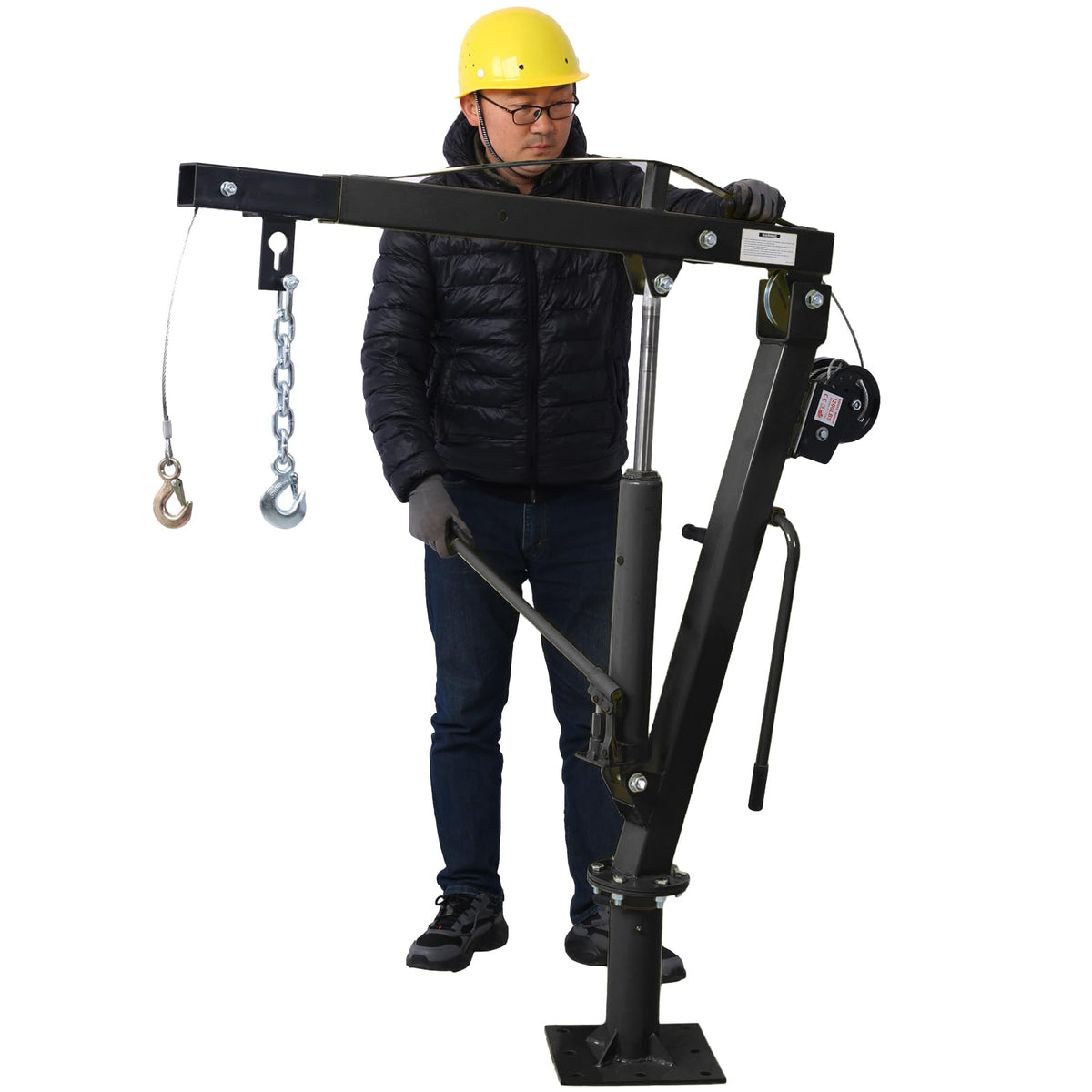 Hydraulic Pickup Truck Crane with Hand Winch, 2000-Lb. Capacity, Adjustable Boom, 360° Pivot E4503