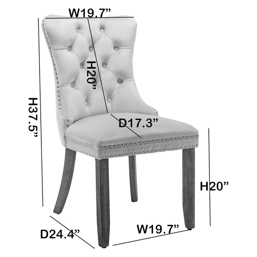 PU and Velvet Upholstered Dining Chairs with Solid Wood Legs K265637