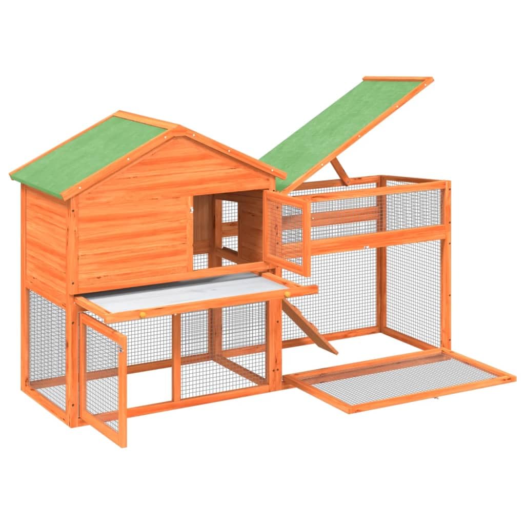 2-Tier Wooden Rabbit Hutch Small Animal Cage R17895