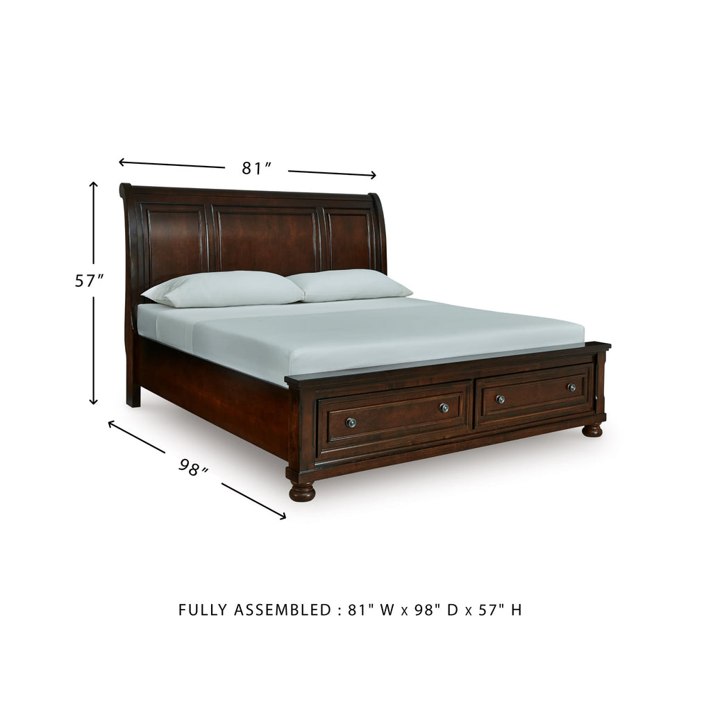 Cal King Sleigh Bed Frame with Storage E912760