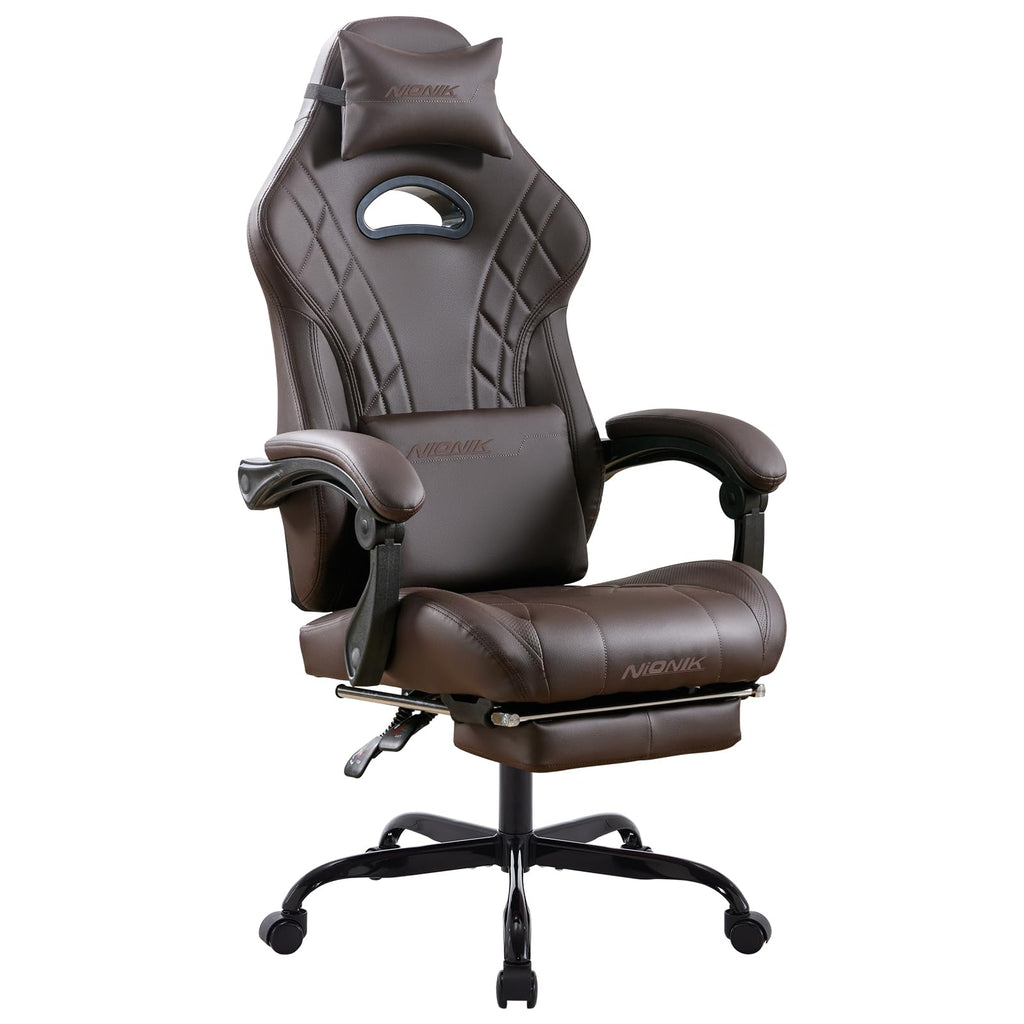Gaming Chair with Footrest and Massage Lumbar Support K481023
