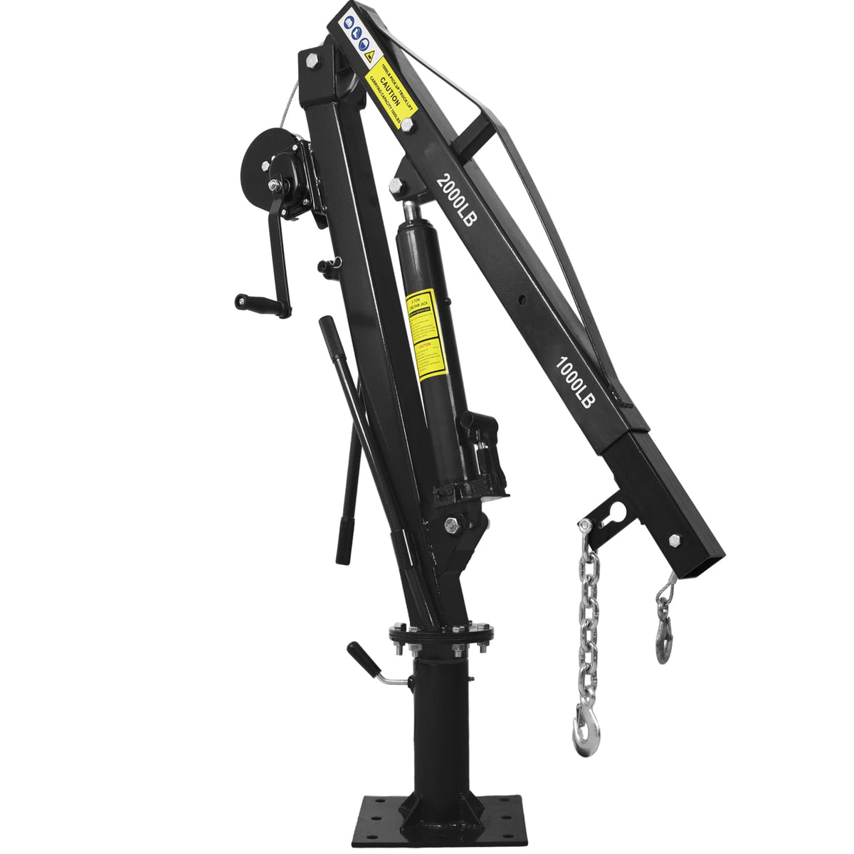 Hydraulic Pickup Truck Crane with Hand Winch, 2000-Lb. Capacity, Adjustable Boom, 360° Pivot E4503