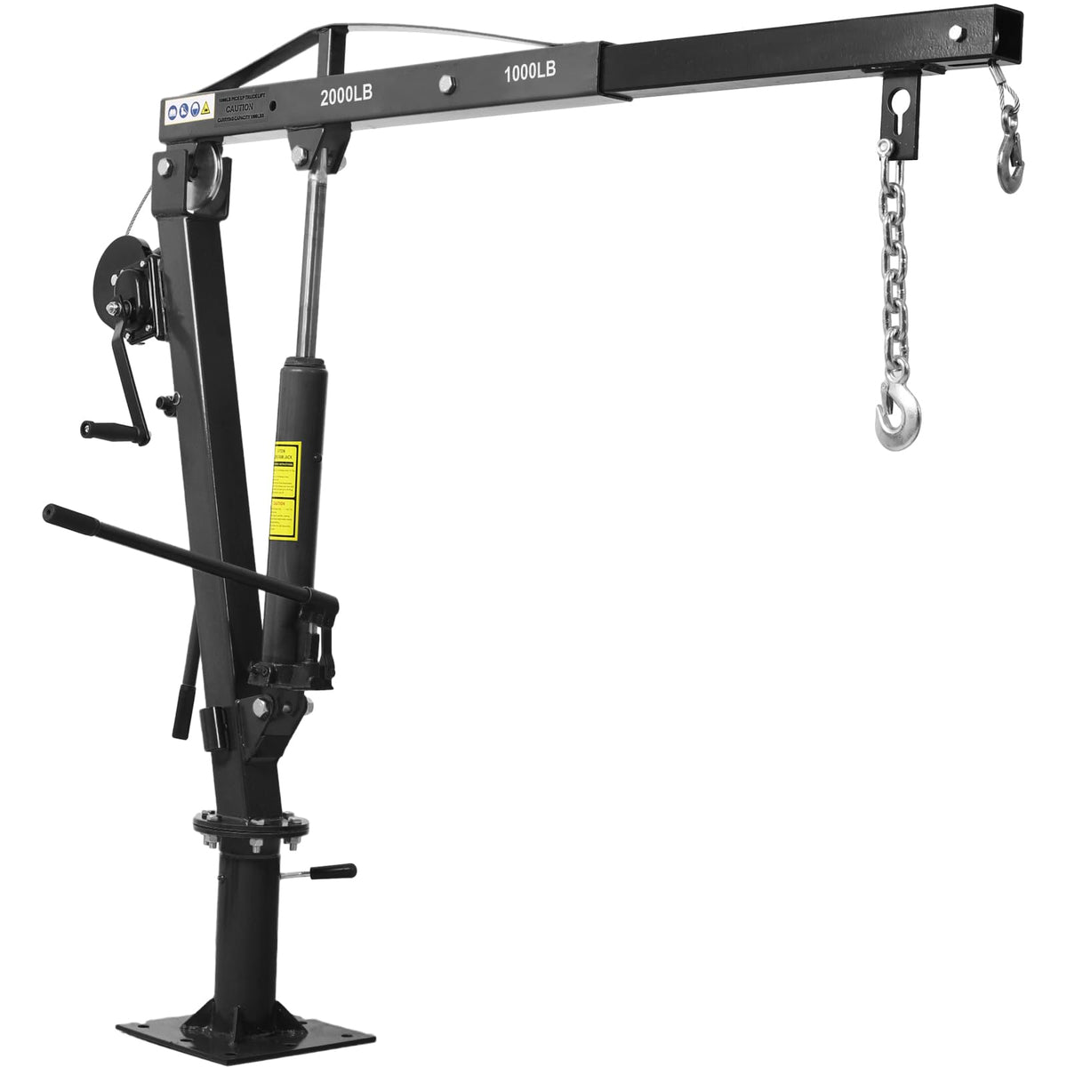 Hydraulic Pickup Truck Crane with Hand Winch, 2000-Lb. Capacity, Adjustable Boom, 360° Pivot E4503