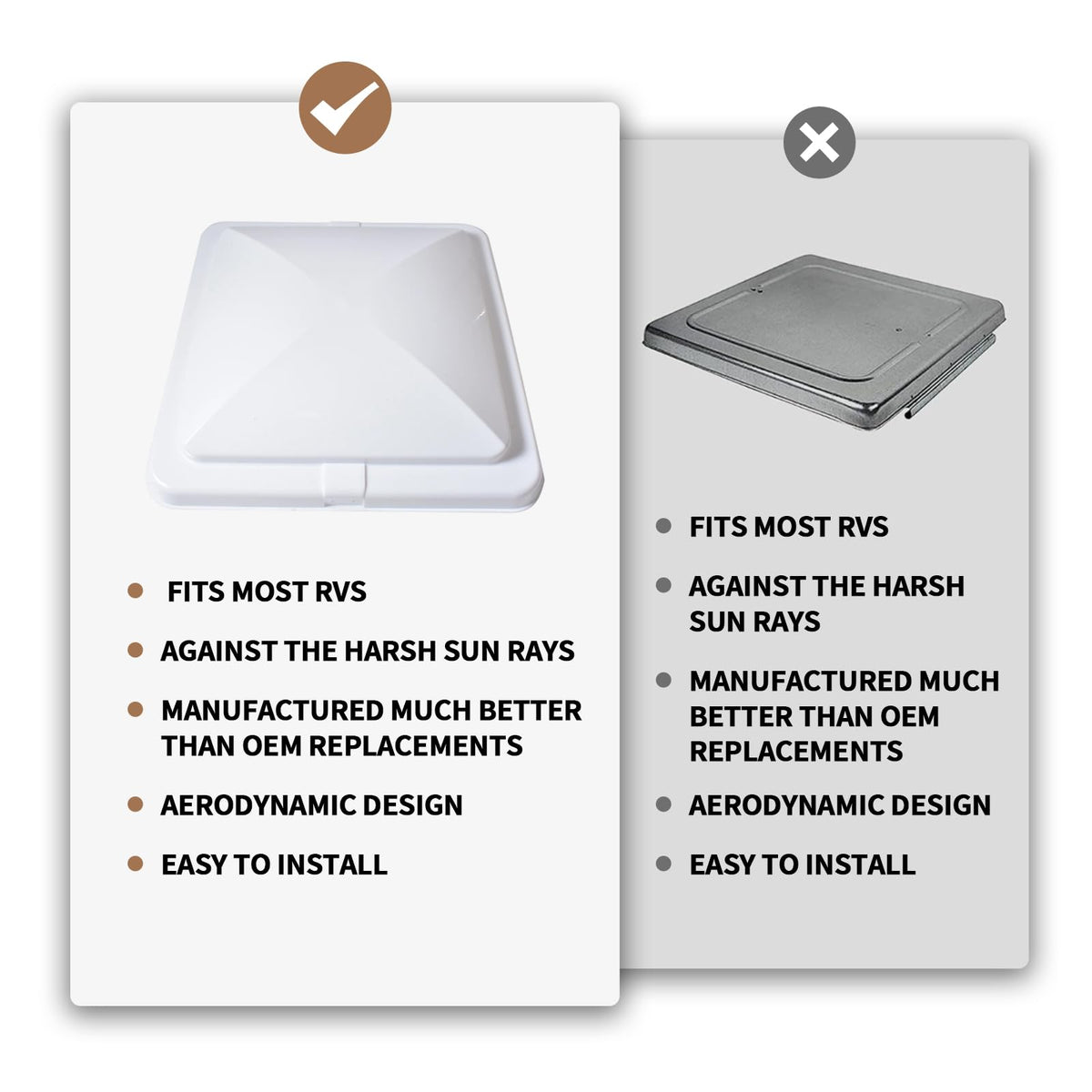4 Pack 14 x 14 White RV Roof Vent Cover T405