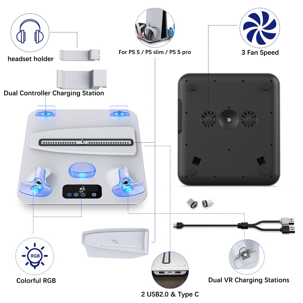 PS5 Cooling Station with Controller & PS VR2 Charger Q7619