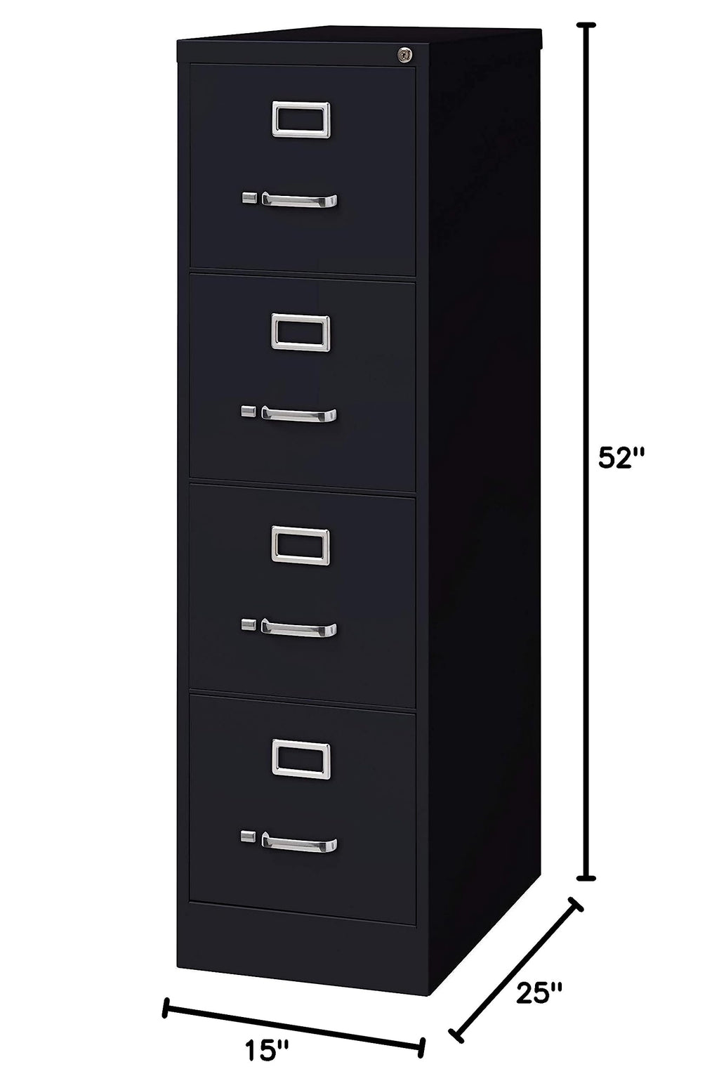 4 Drawer Letter Width Vertical File Cabinet Black F592