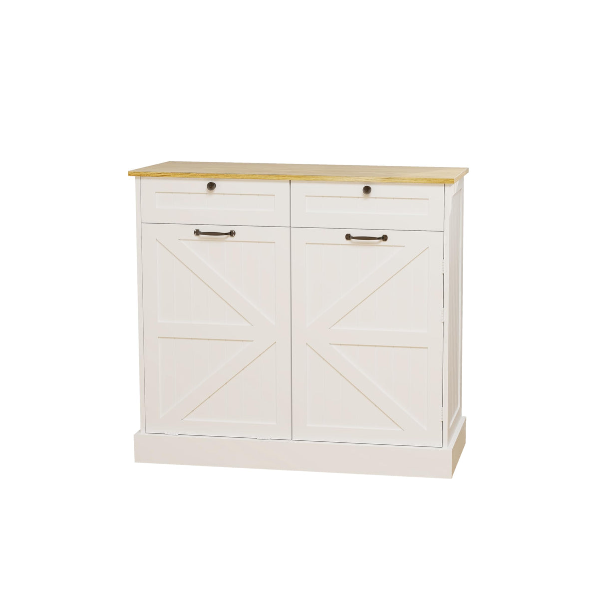 White Double Tilt Out Trash Cabinet with Two Drawers O5745