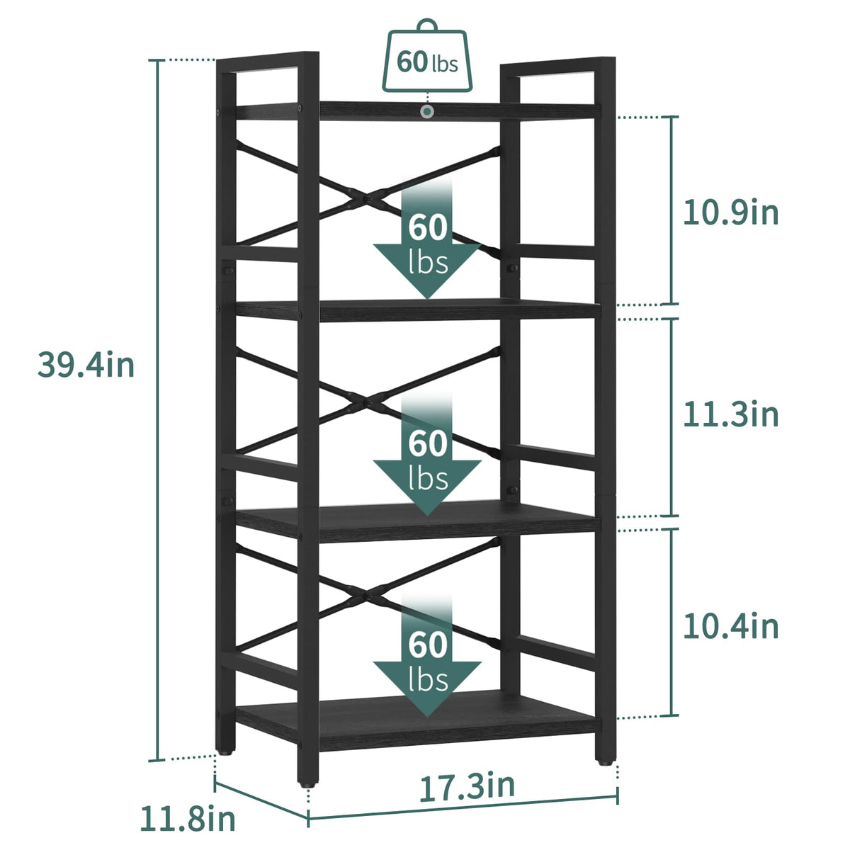 4 Tier Metal Wood Bookshelf X83558