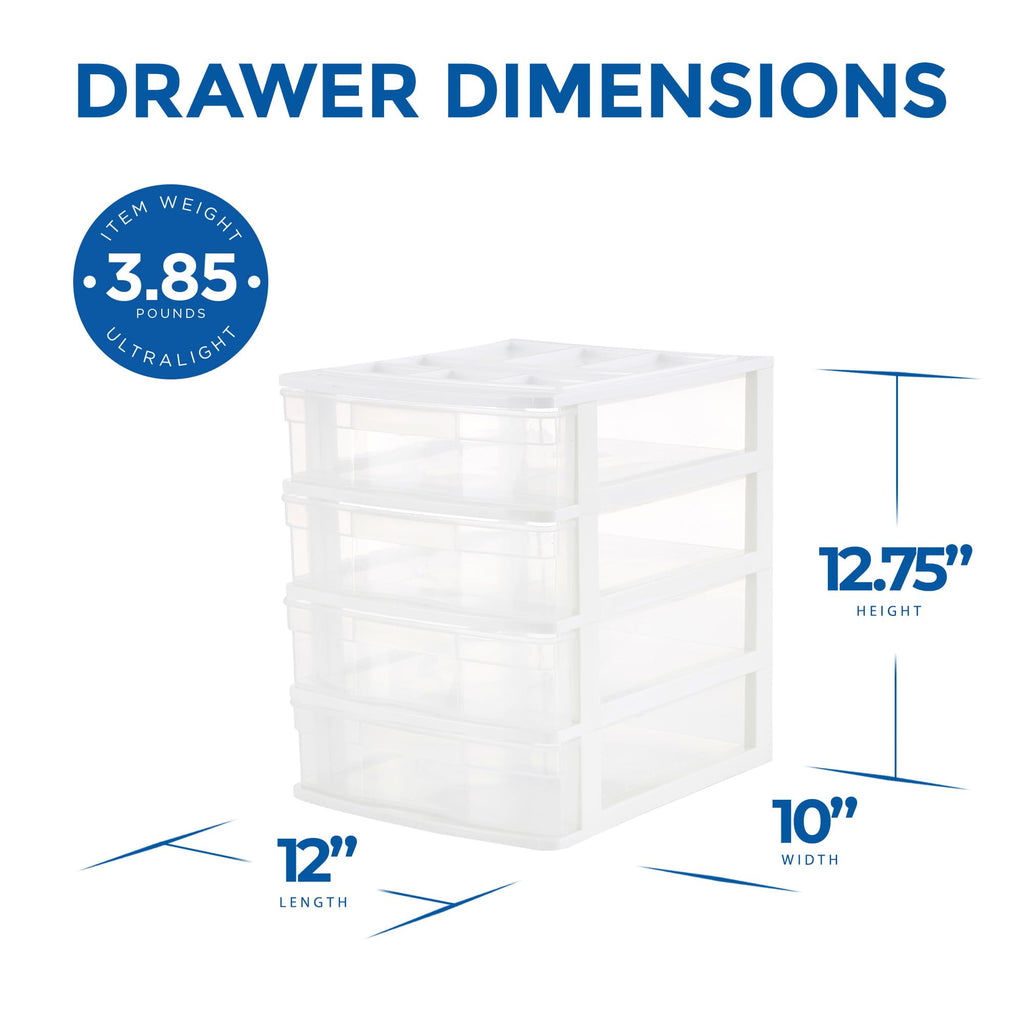 4-Tier White Plastic Drawer Organizer N199