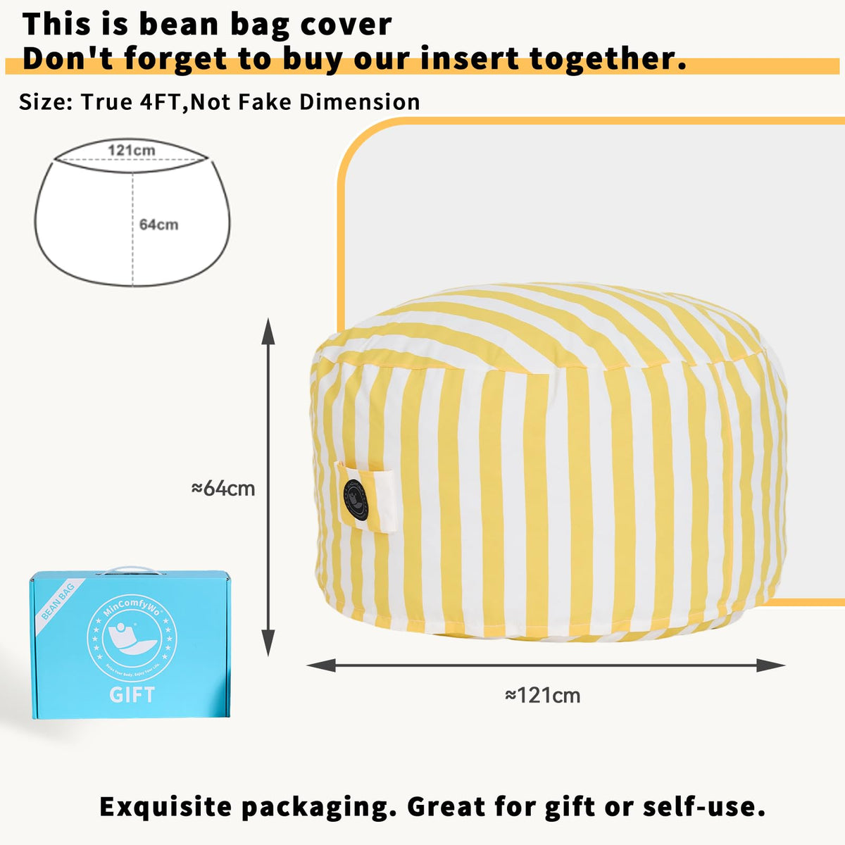 4FT Oversized Waterproof Memory Foam Bean Bag Chair K993