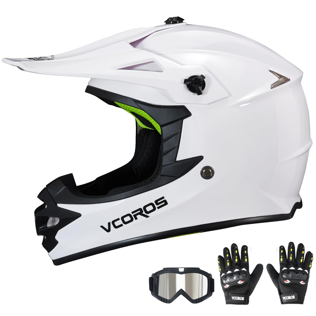 Kids Dirt Bike Helmet Set with Goggles Gloves Q1143