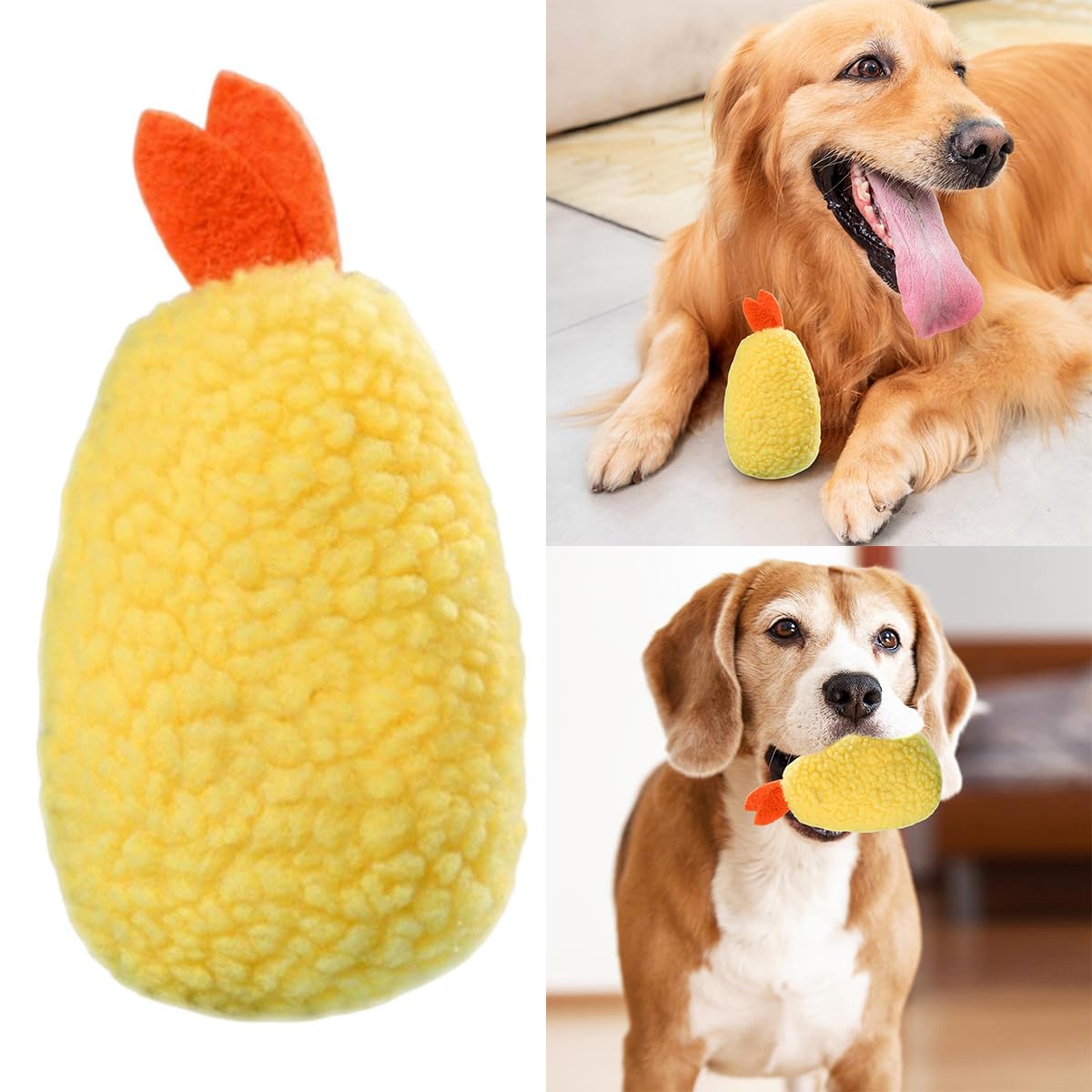 Fried Shrimp Shaped Plush Squeaky Dog & Cat Toy P1680