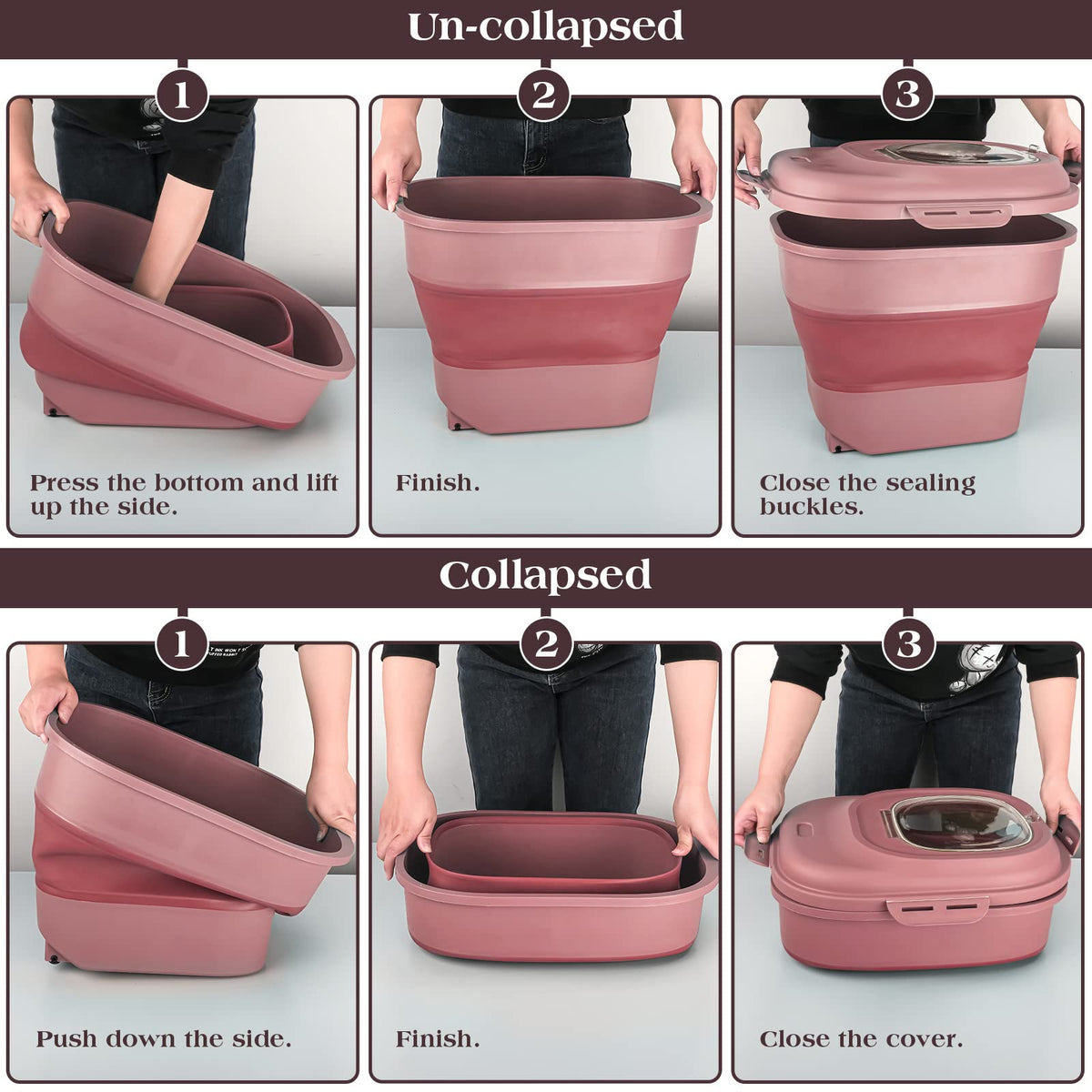 Airtight Collapsible Pet Food Storage Container with Scoop Y362980