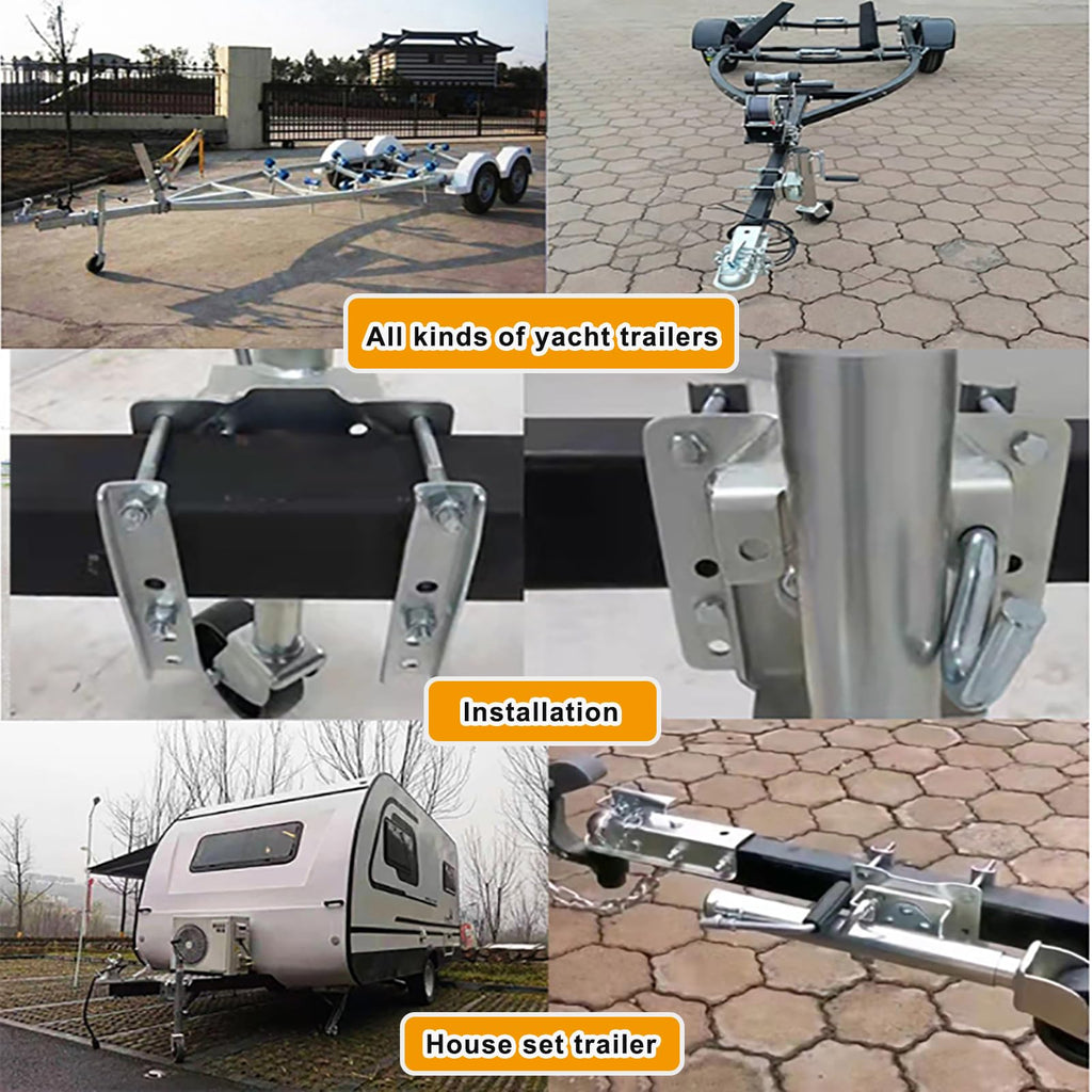 Heavy Duty Boat Trailer Jack with Dual Wheels, 2000lb Capacity, Side-Wind Crank, Swivel Design, Frosted Black Finish R270